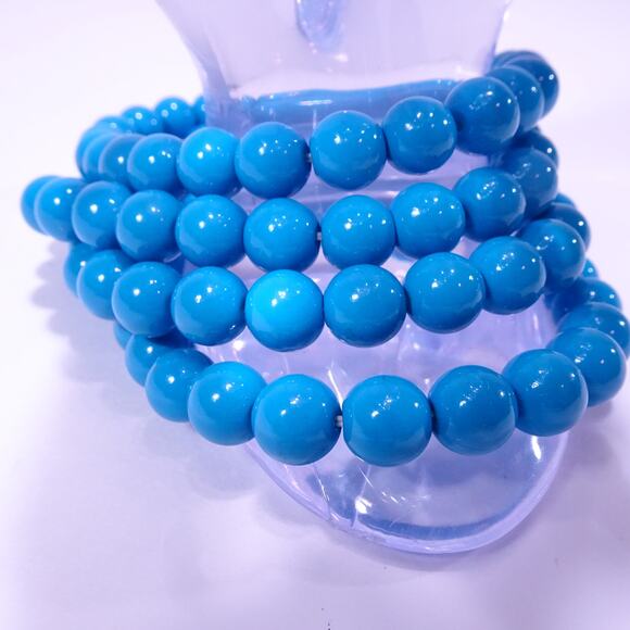 Anthropologie Women's Bright Blue Glass Bead Stackable Bracelet Set NWOT 138 - Picture 9 of 9